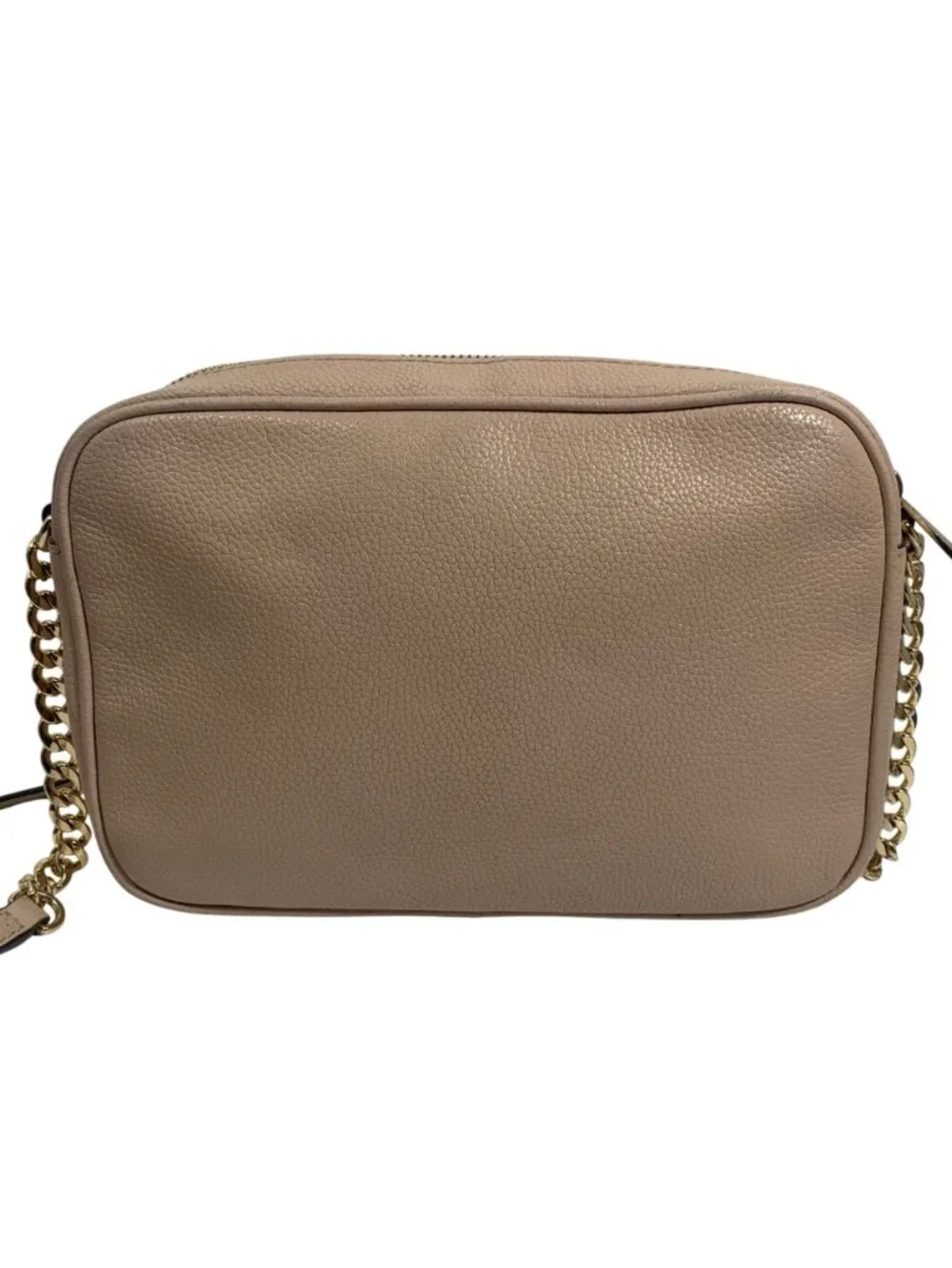 Michael Kors Fulton Blush Pink Pebbled Leather Crossbody Bag Gold Chain Strap